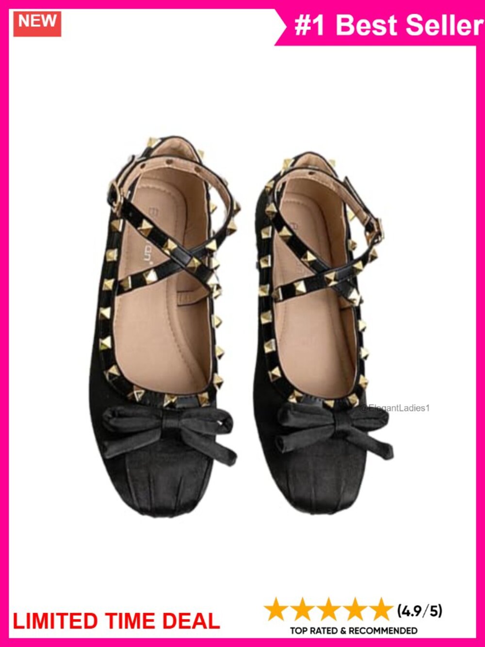 Satin Studded Strap Ankle Ballet Mary Jane Flats
